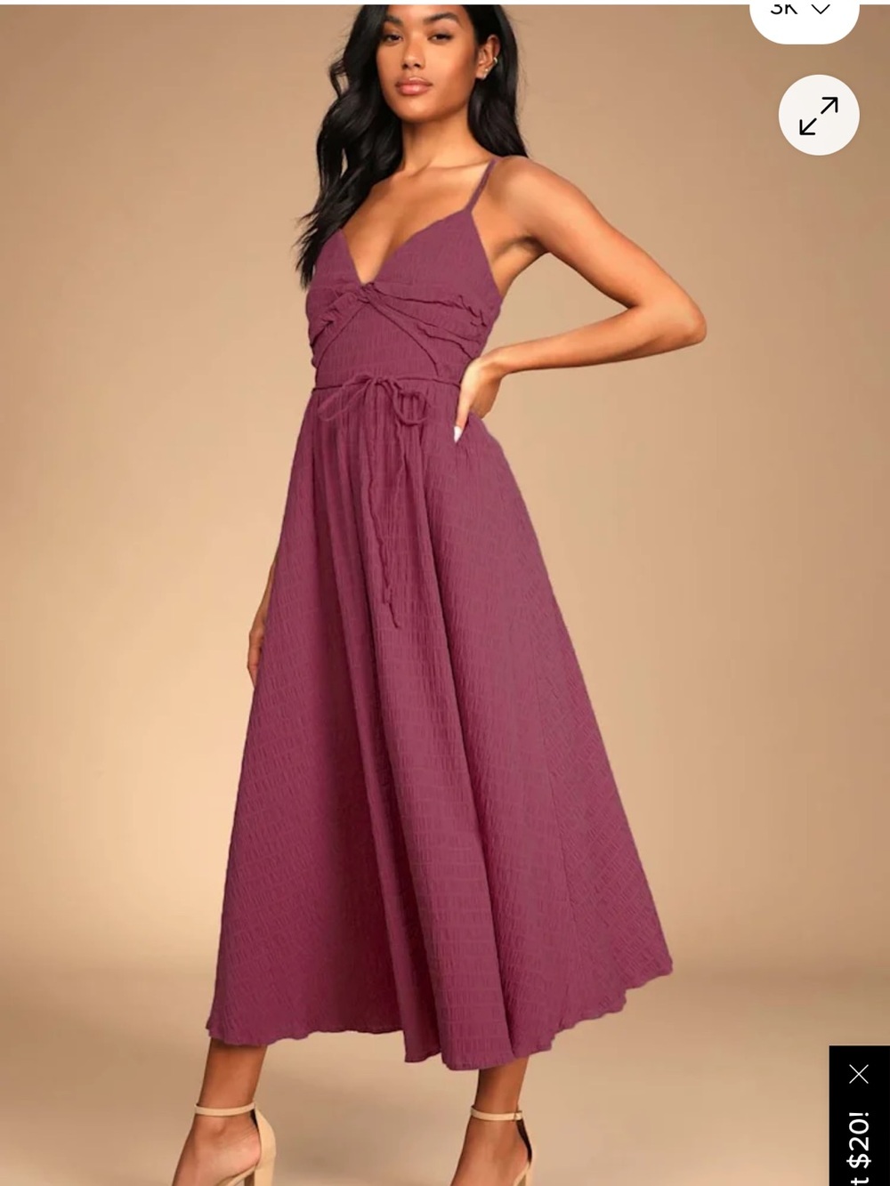 NWT Lulus Cue The Cuteness Mauve Twist Front Midi Dress